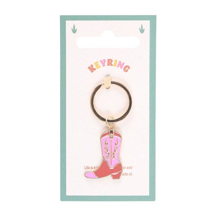 Roze cowboylaars sleutelhanger