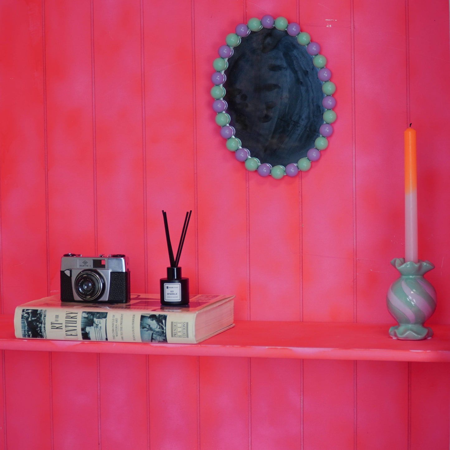 Miroir Ovale Bulles - Menthe/Lilas