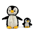 Les Ptipotos - peluche 25 cm maman & bébé pingouin noir