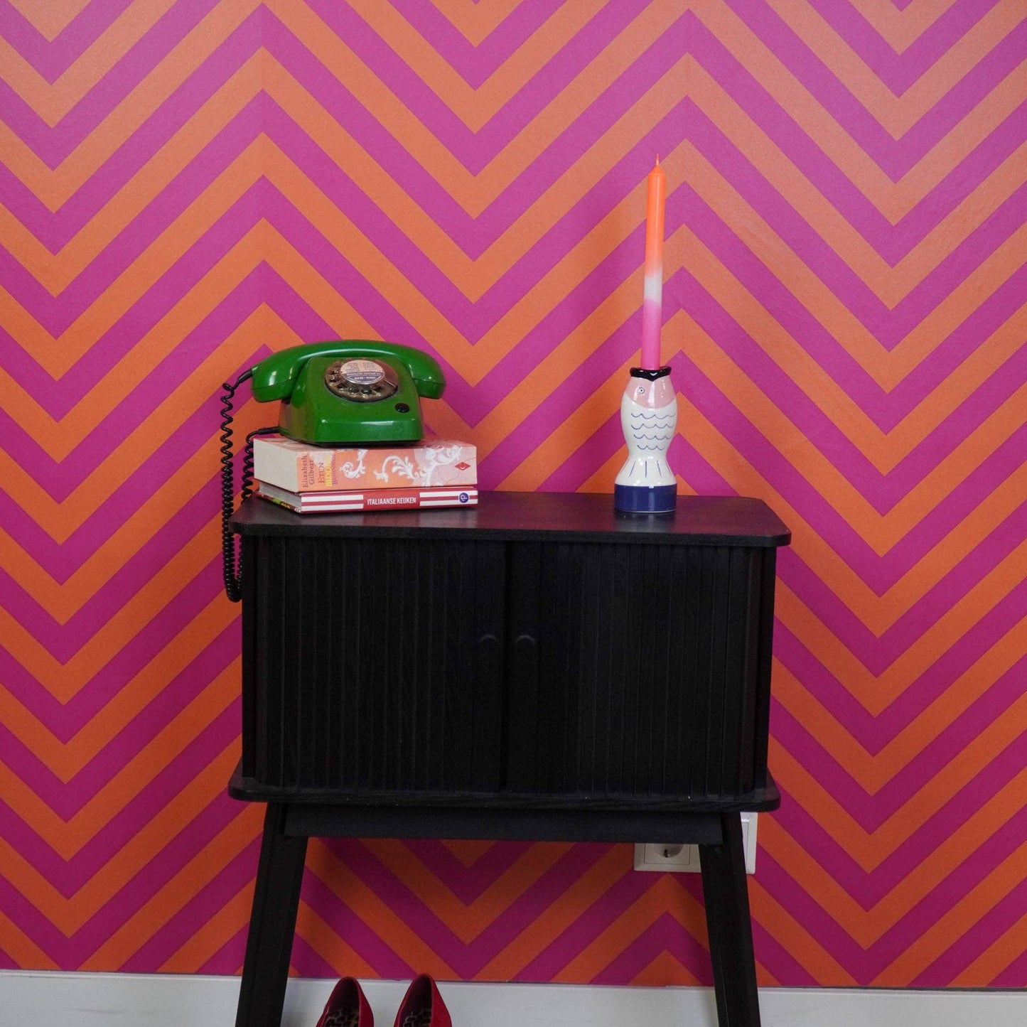 Candlestick - Fish - Blue/White/Pink - 7x7x16.5cm