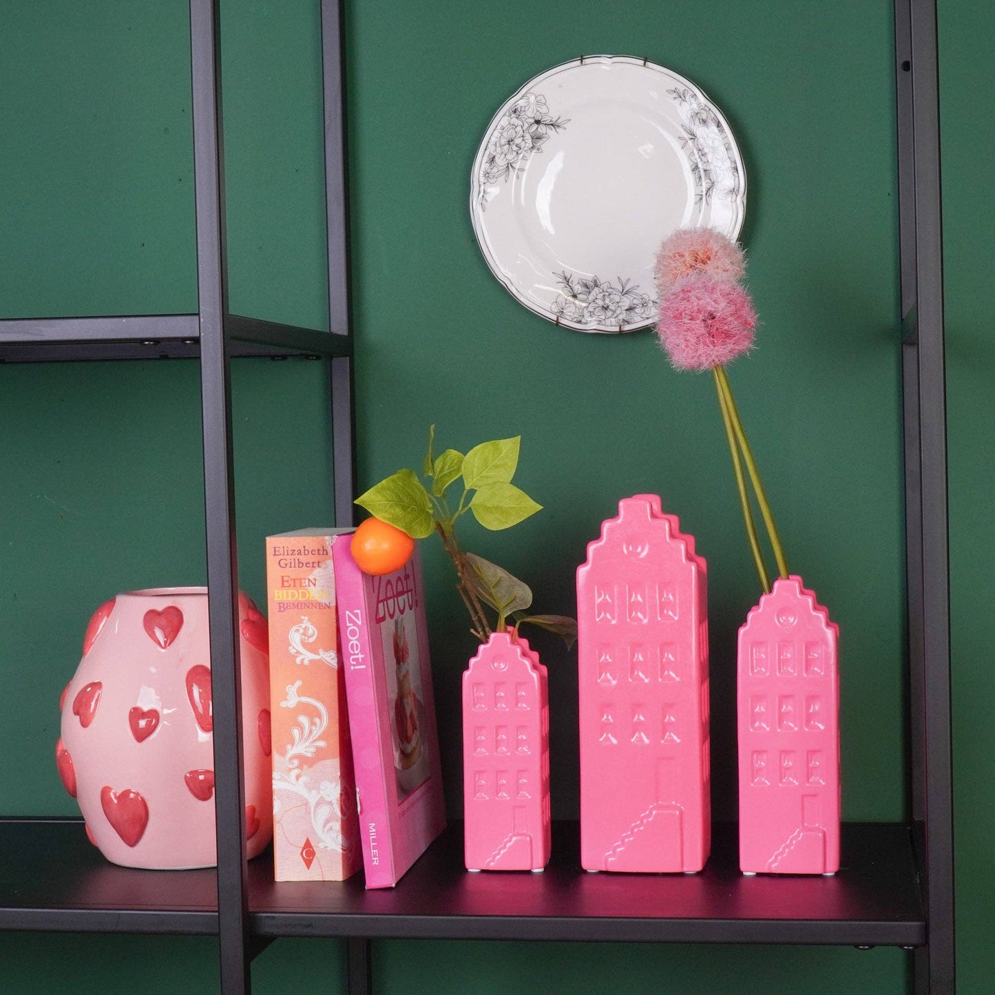 Flower vase - Home vase - Ceramic - Neon pink - 6x5.5x18 cm