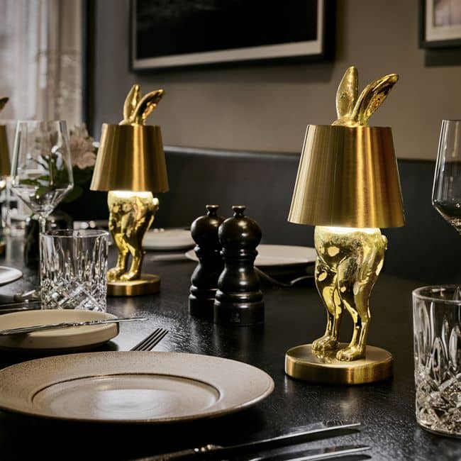 LED-tafellamp met konijnenmotief, goudkleurig