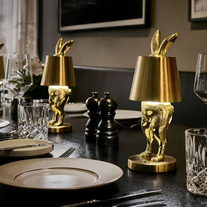 LED-tafellamp met konijnenmotief, goudkleurig