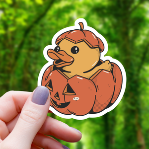 Halloween pompoen eend sticker
