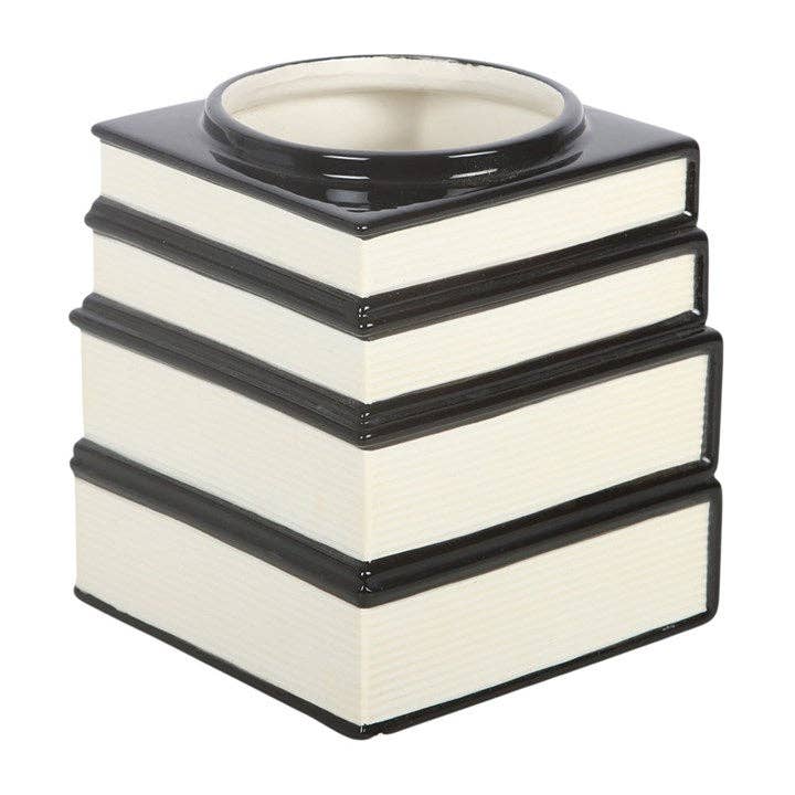 Magick Stack of Books Vase with Black Cat