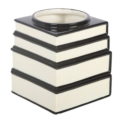 Magick Stack of Books Vase with Black Cat