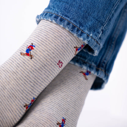 Red Track Patterned Combed Cotton Socks