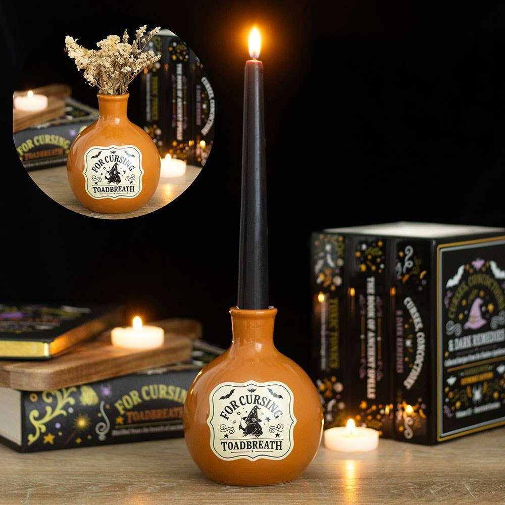 "Toadbreath" potion bottle vase and candle holder