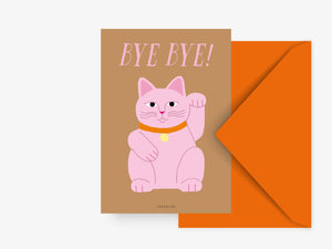 Carte de Vœux - Chat Chanceux "Bye Bye"