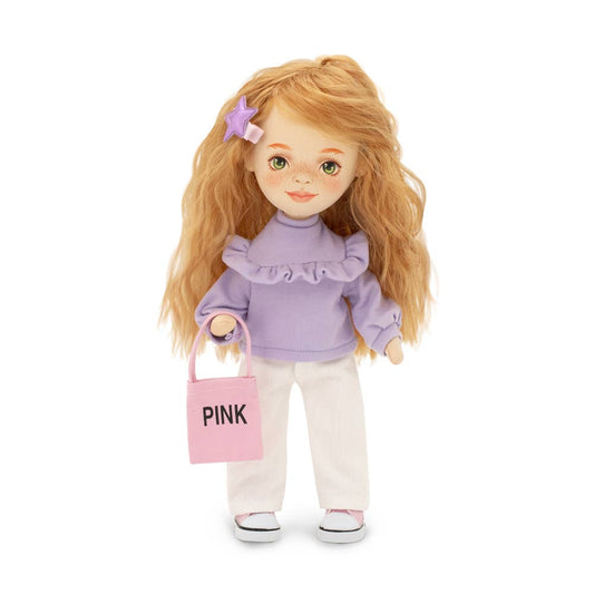 Sunny-pop met paarse trui, 32 cm