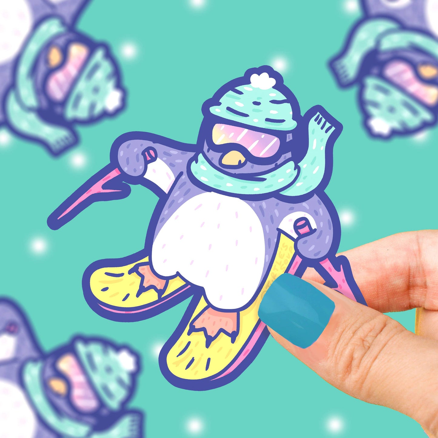 Penguin Skier Sticker
