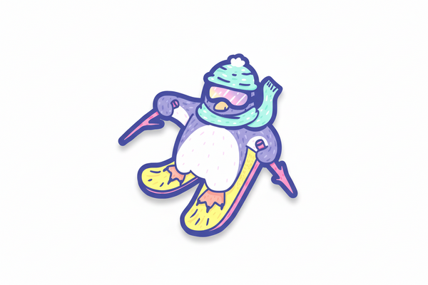 Penguin Skier Sticker