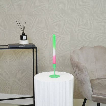 Candlestick - Basic - Metal - Neon Green - 8x8x10cm