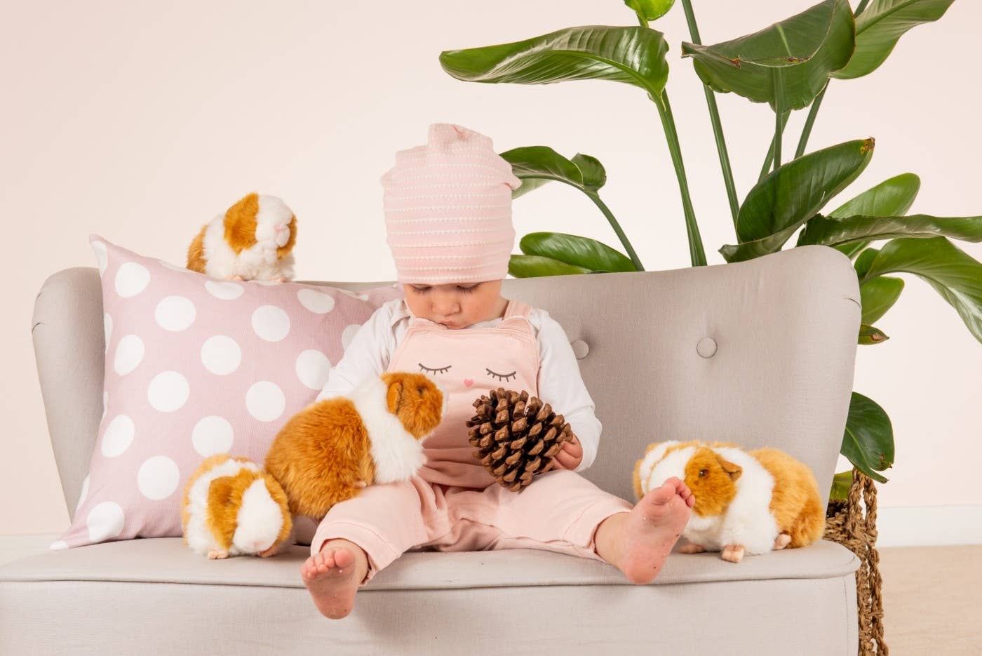 Peluche Cochon d'Inde doré/blanc