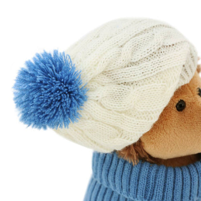 Prickle hedgehog plush toy with white and blue hat, 15 cm