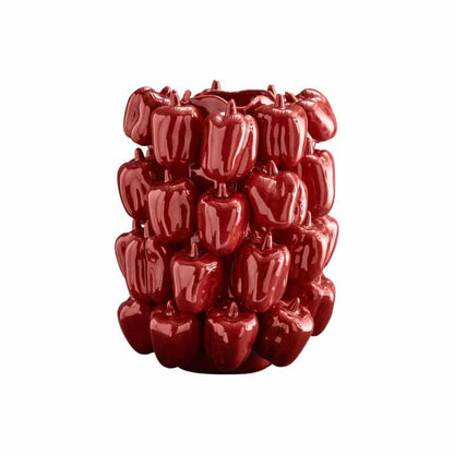 Vase Paprika Rouge, Grès, 25 x 25 x 31 cm Fait main