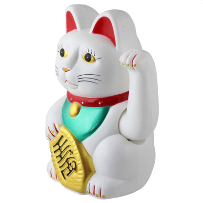 Maneki-neko gelukskat, golvende kat, 20 cm, wit