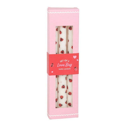 Set of 3 ladybug-print cone candles for Valentine's Day