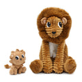 Les Ptipotos - lion papa & bébé 25 cm sucre brun