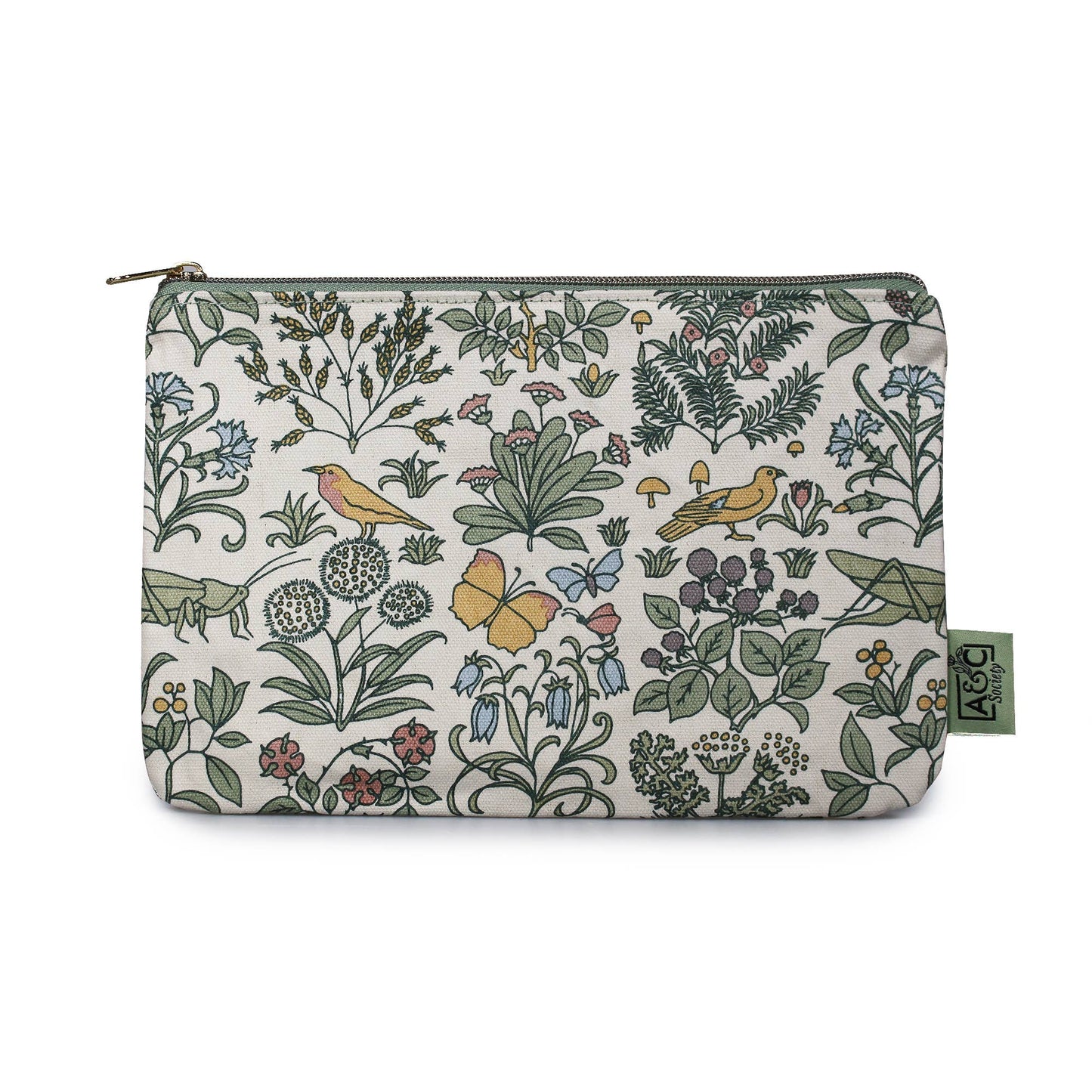 Pochette en coton recyclé Voysey Jardin botanique Faune