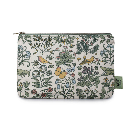 Pochette en coton recyclé Voysey Jardin botanique Faune