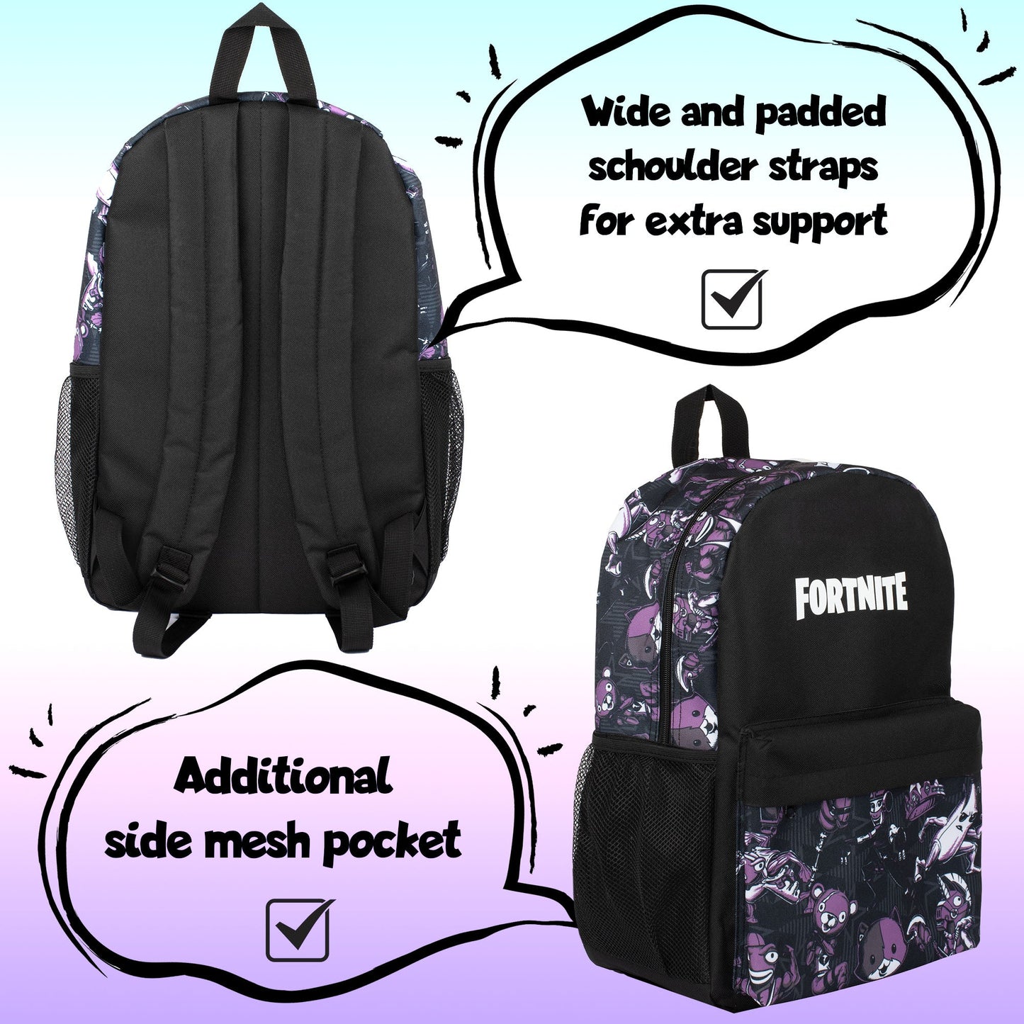 Fortnite violet Sac à dos scolaire garçon
