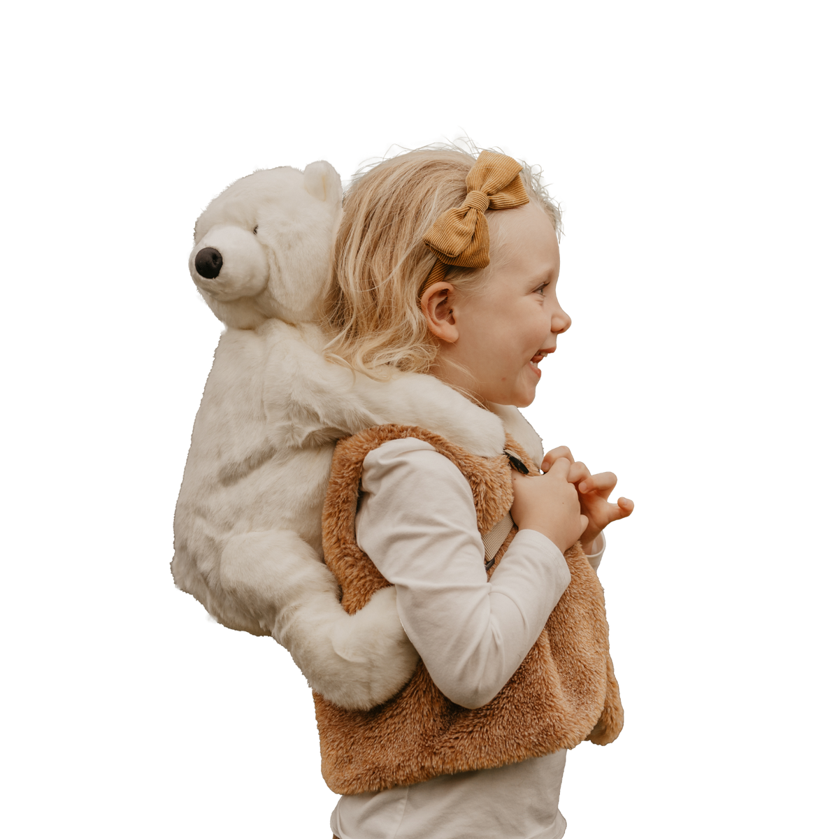 Kids polar bear plush backpack