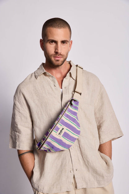 Sac banane Olivia Rayures vert et parme