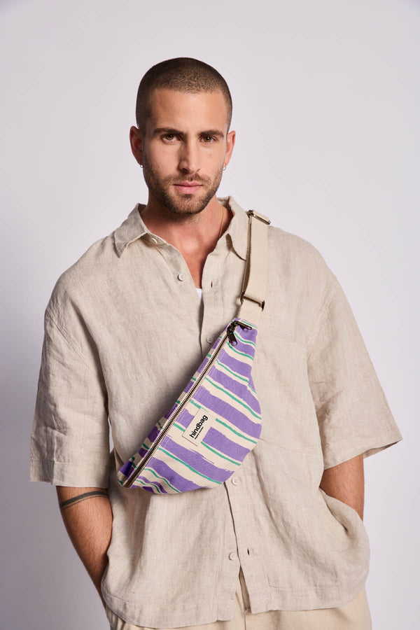 Sac banane Olivia Rayures vert et parme