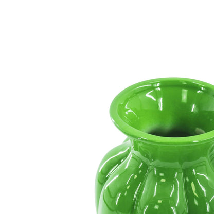 Bloemenvaas - Geplooide vaas - Keramiek - Groen - 16,5 x 16,5 x 29,5 cm