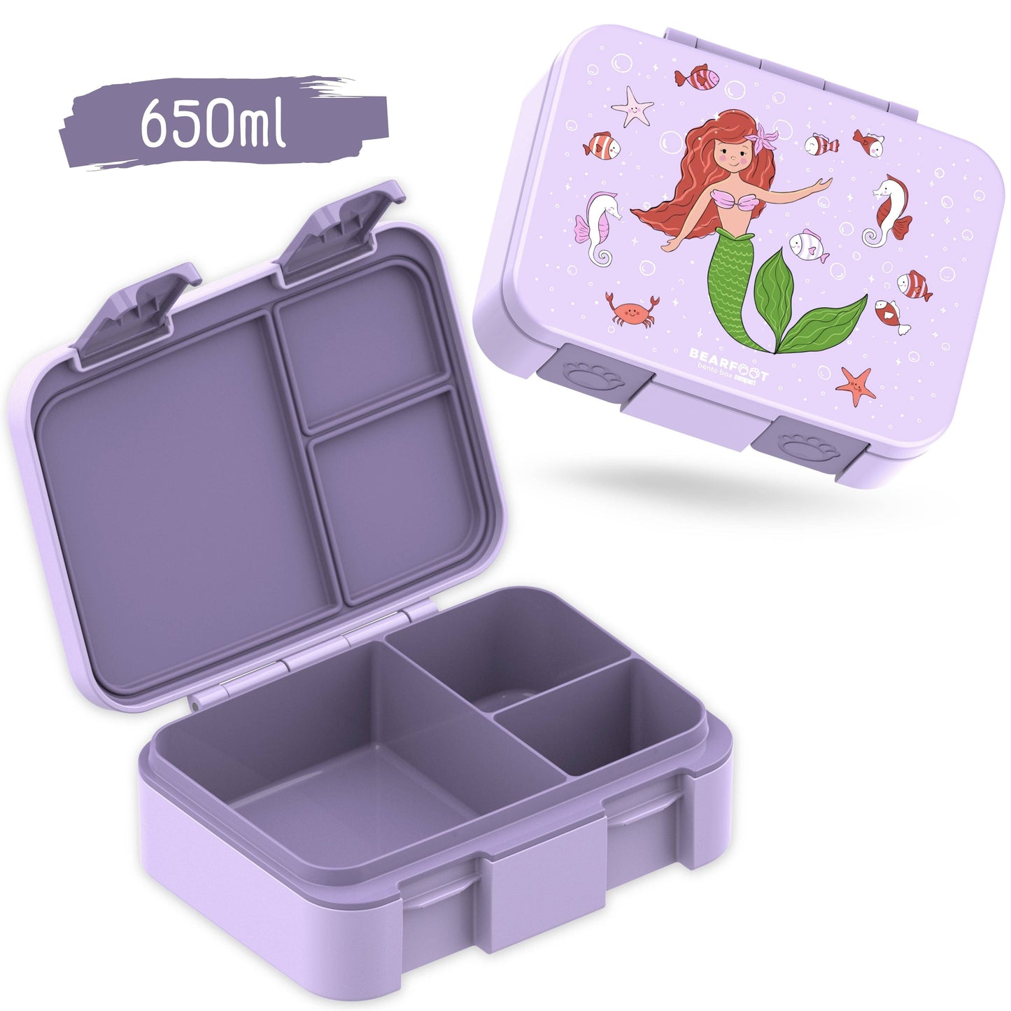 Compartmentalized, leakproof lunch box - Purple Mermaid