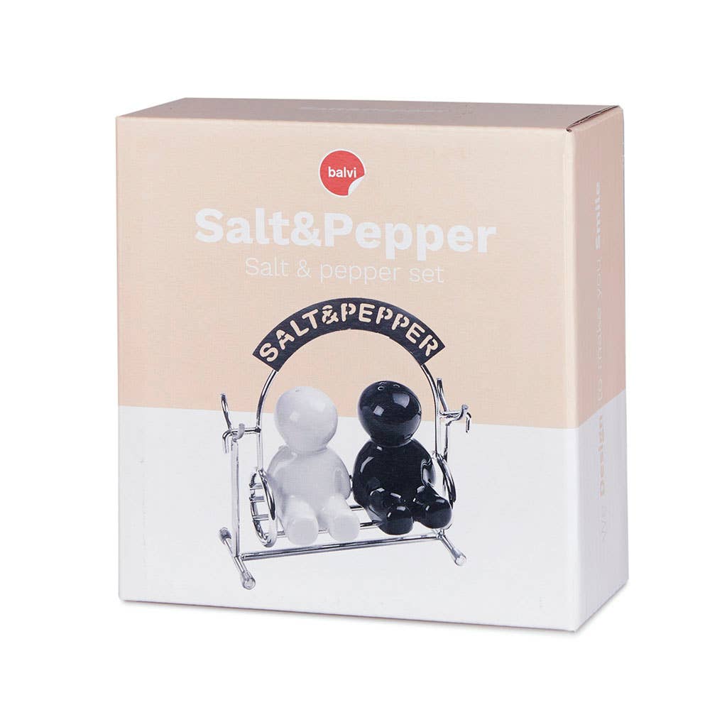 Salt and pepper set, salt and pepper, metal/ceramic
