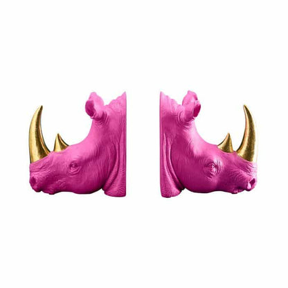 S/2 Neushoorn Boekensteunen, Magenta, 39,5 x 14,2 x 20,5 cm