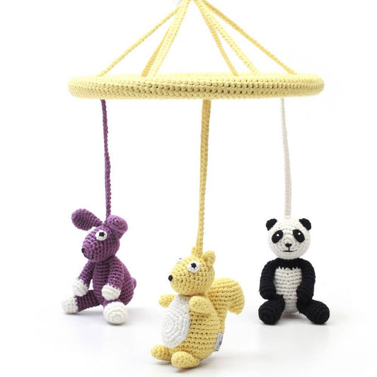 Mobile with panda, squirrel and rabbit