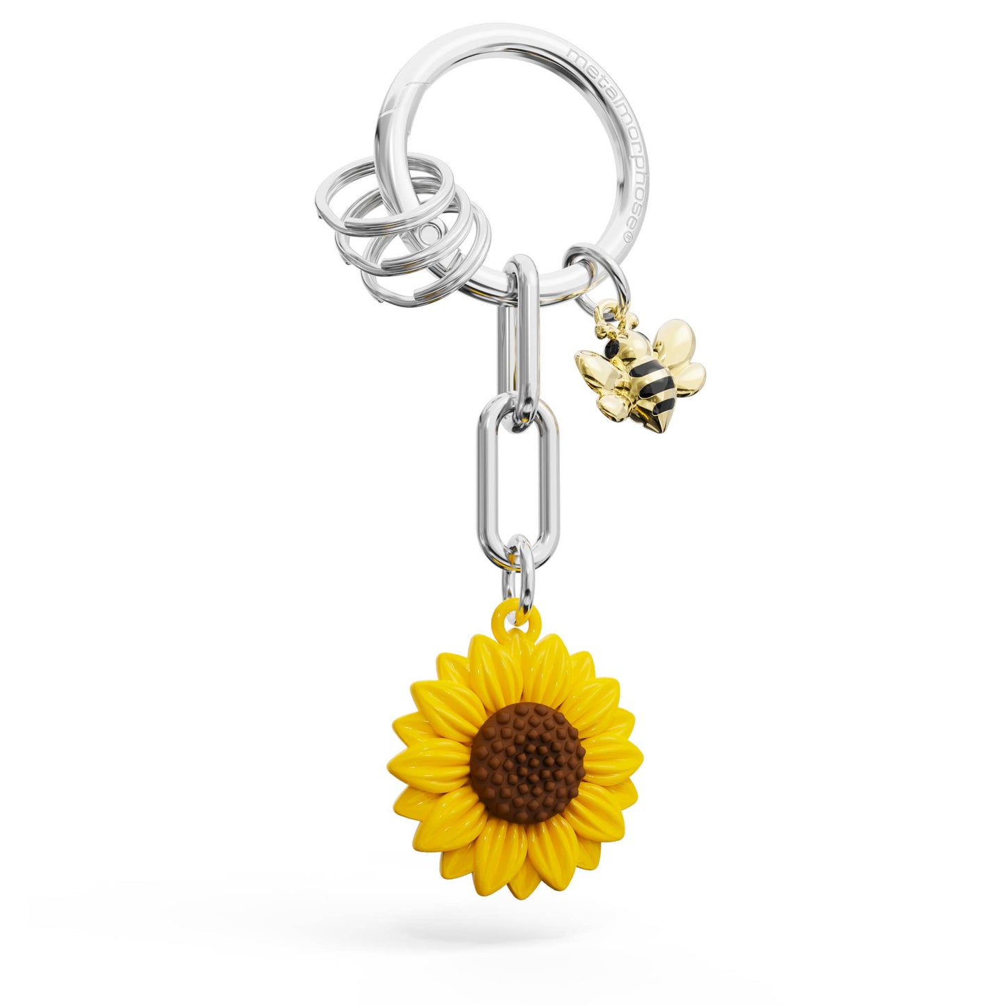 Sunflower and Bee Charm Keychain