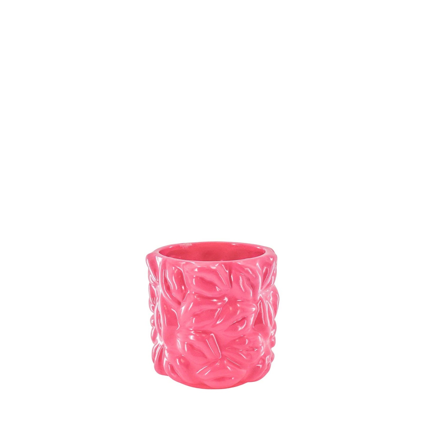 Bloempot - Kusjes - Keramiek - Neonroze - 11x11x11,5 cm
