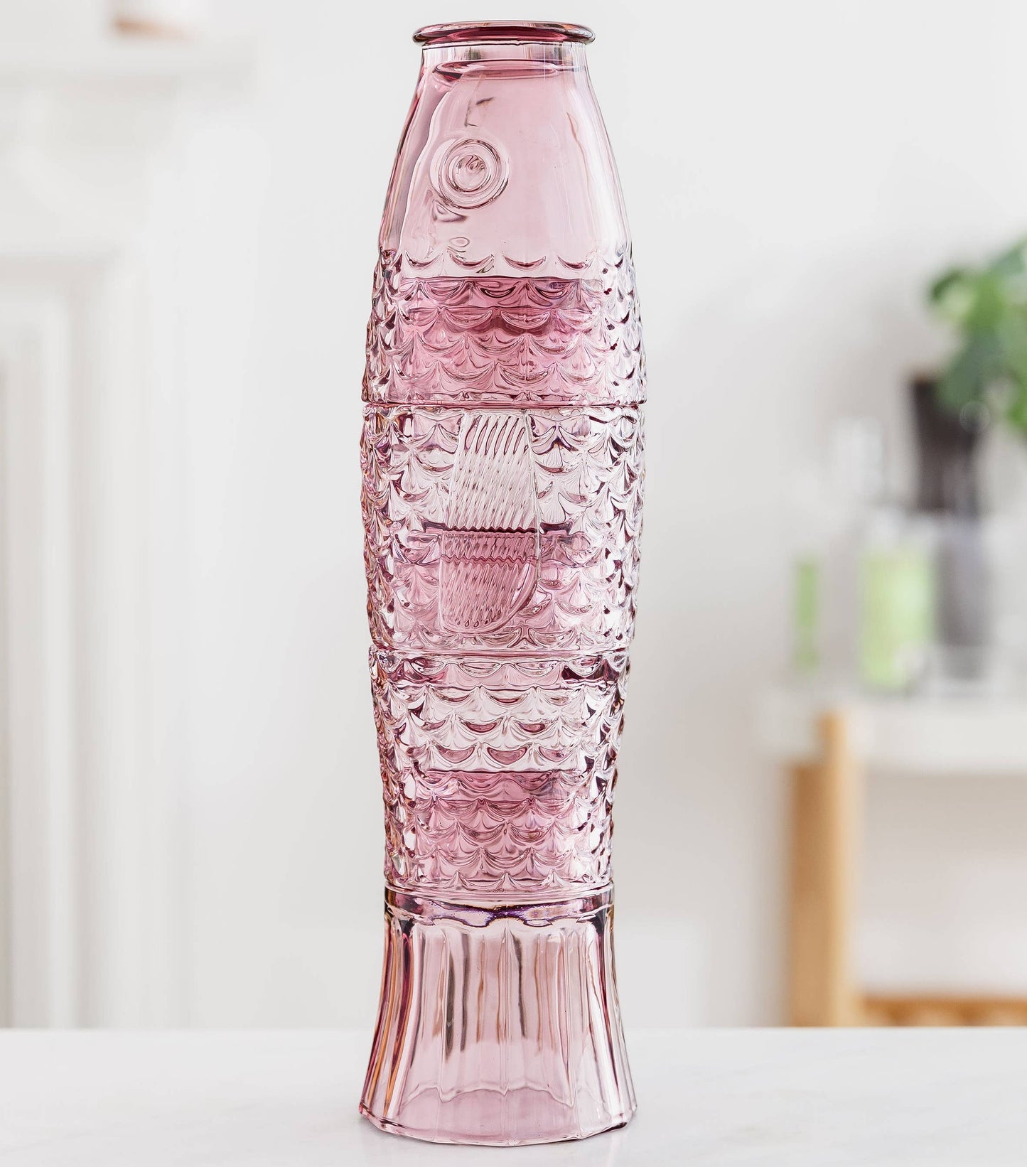 Stapelbare drinkglazen in de vorm van een vis - Set van 4 roze