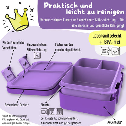 Brotdose mit Fächern, leicht & auslaufsicher - lila