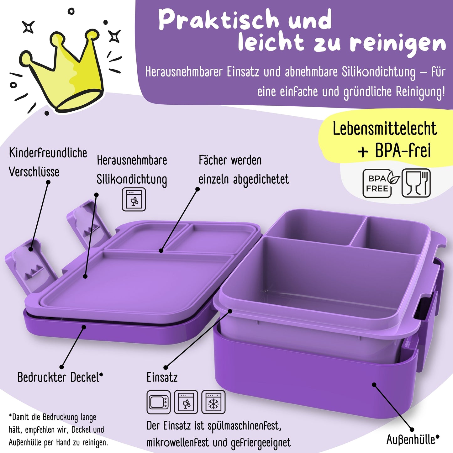 Lunch Box with Compartments, Leakproof - Butterfly GLOW