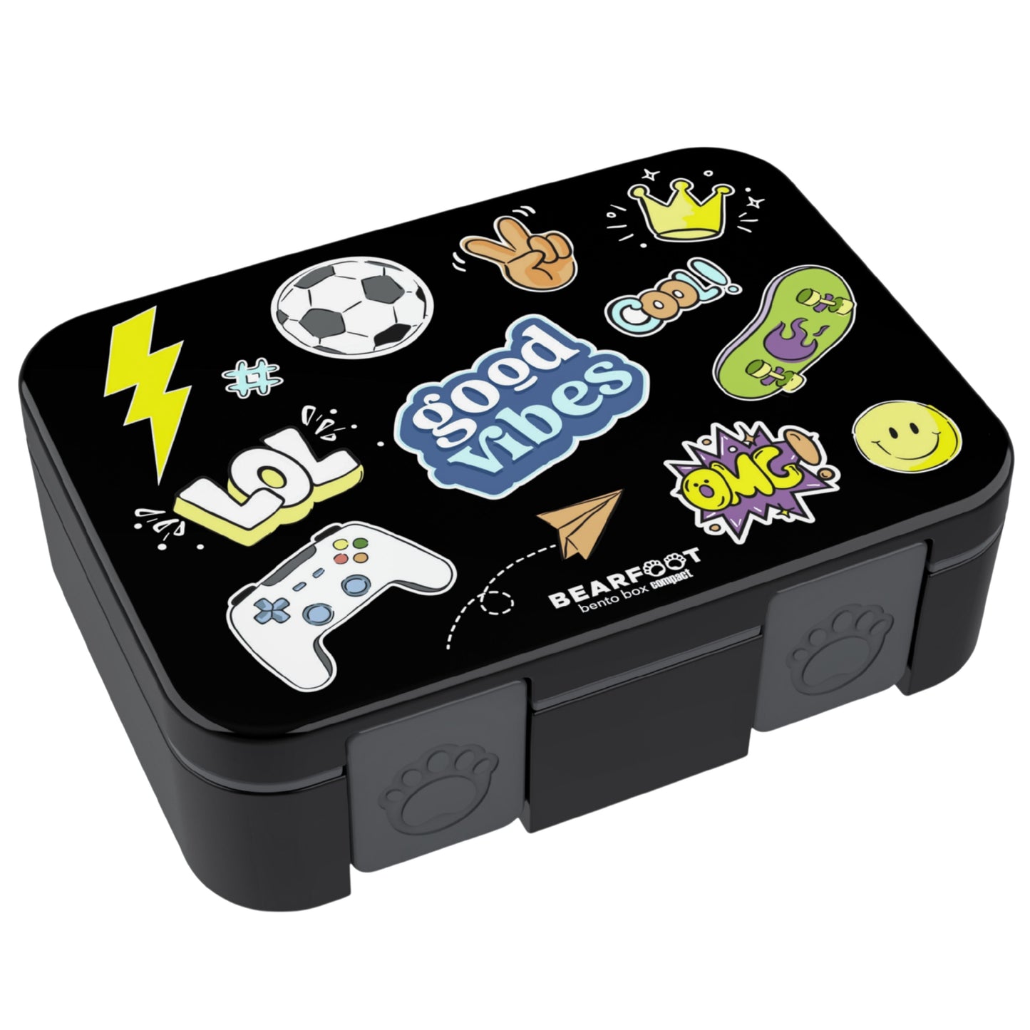Lunch box with compartments, lightweight & leak-proof - Sticker black