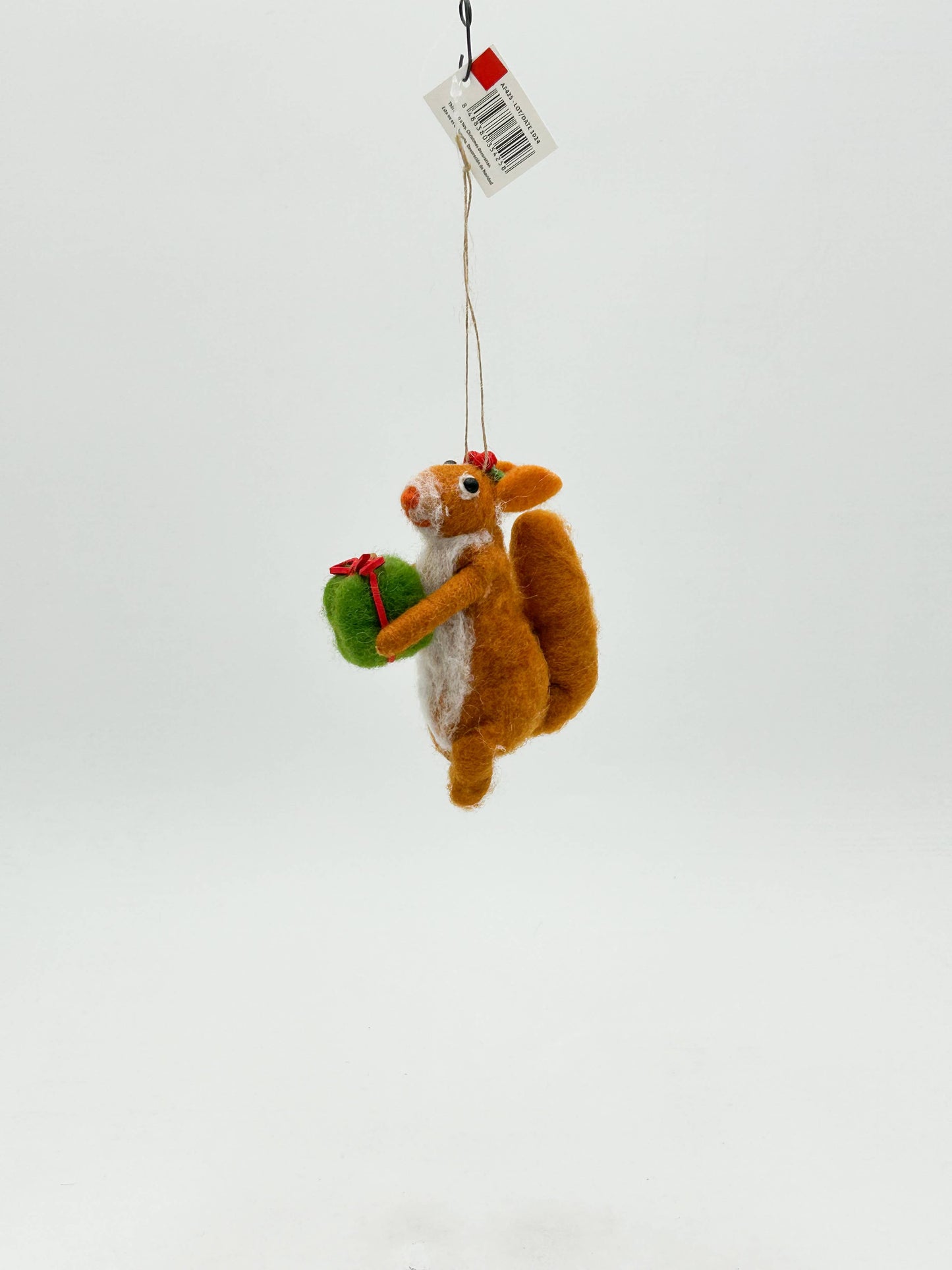 Hanging Christmas tree decoration in the form of a felt squirrel figurine