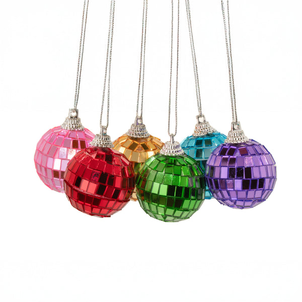 Veelkleurige, gefacetteerde kerstballen (6 stuks)