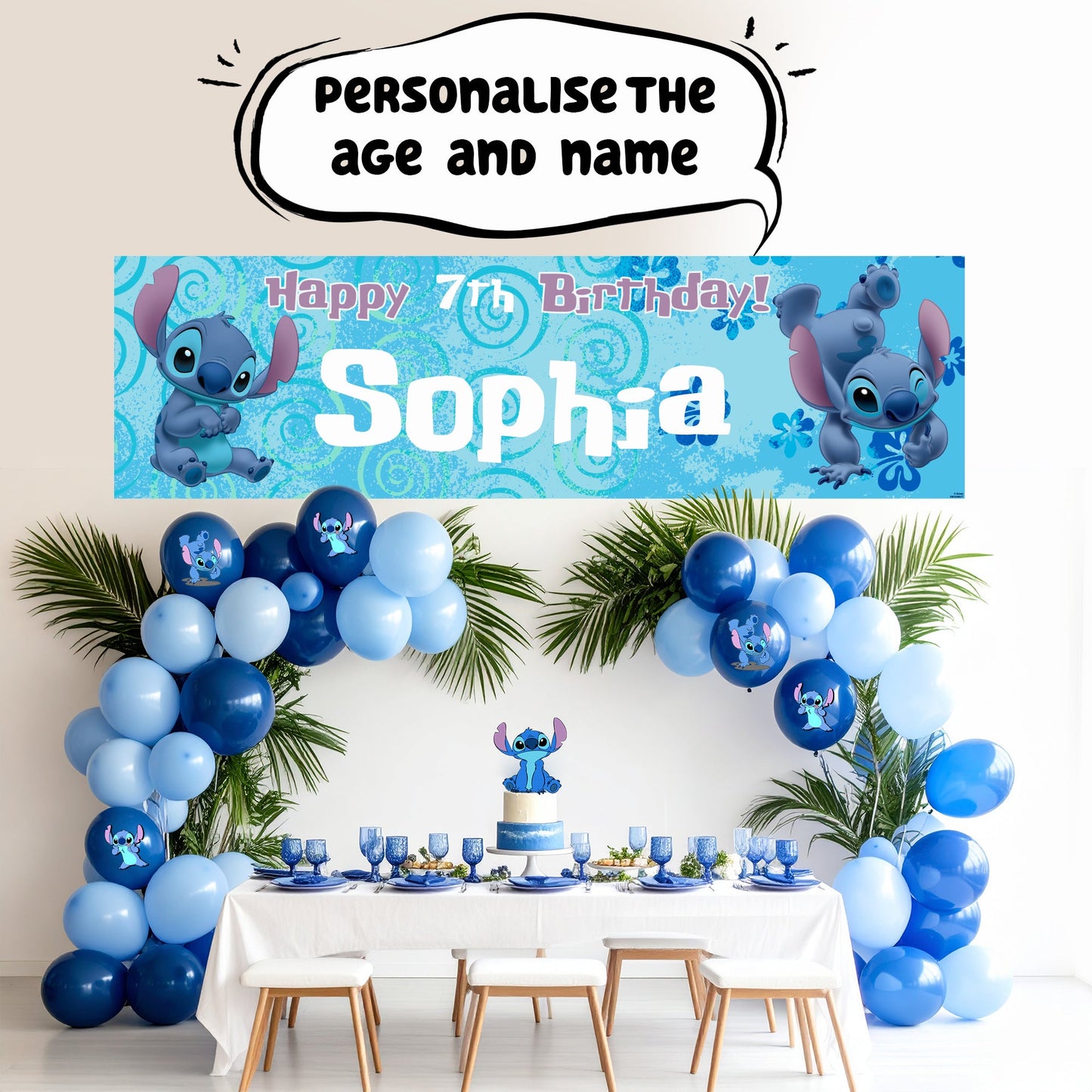 Disney Stitch Birthday Banner fille
