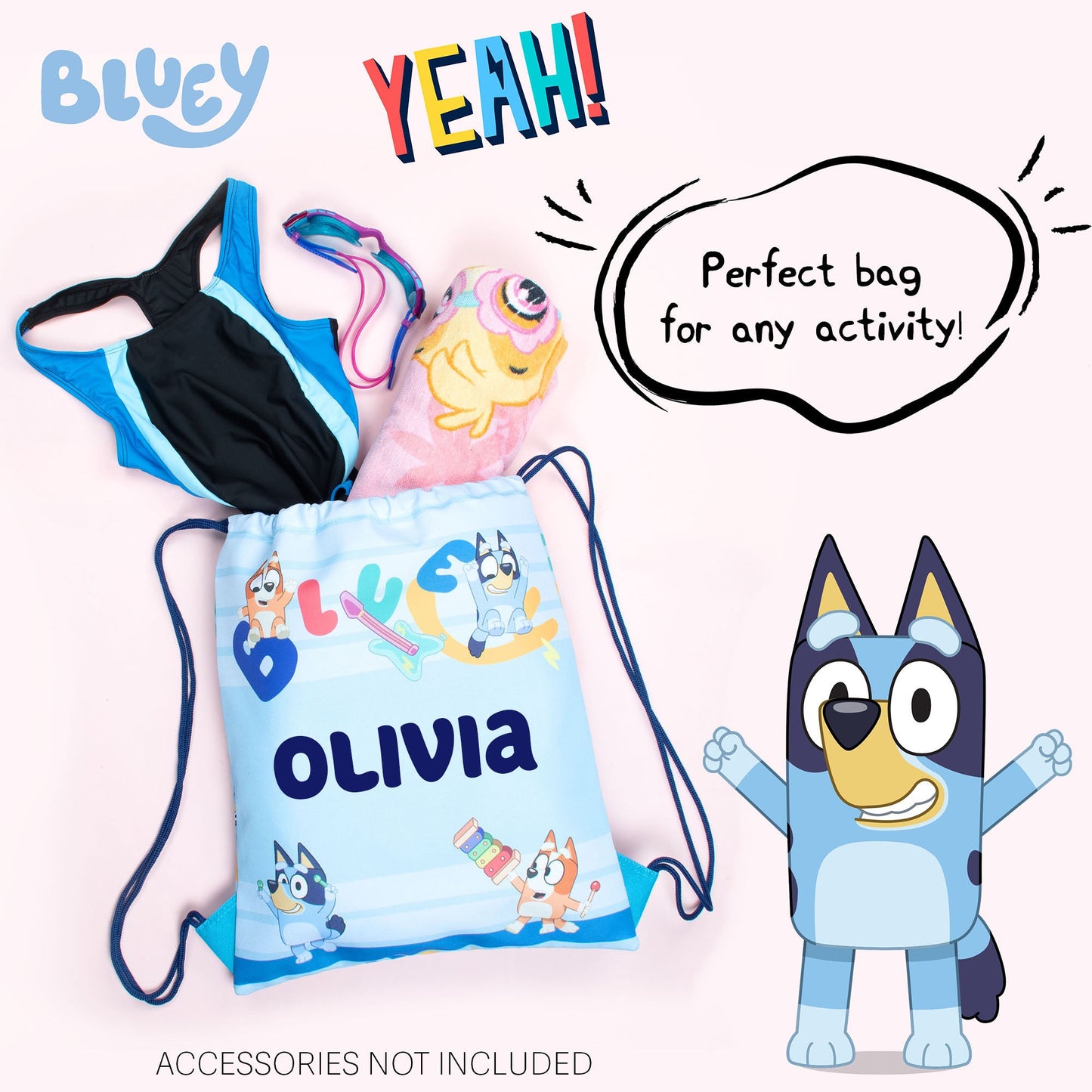 Personalized Drawstring Bag - Bluey (Blue)