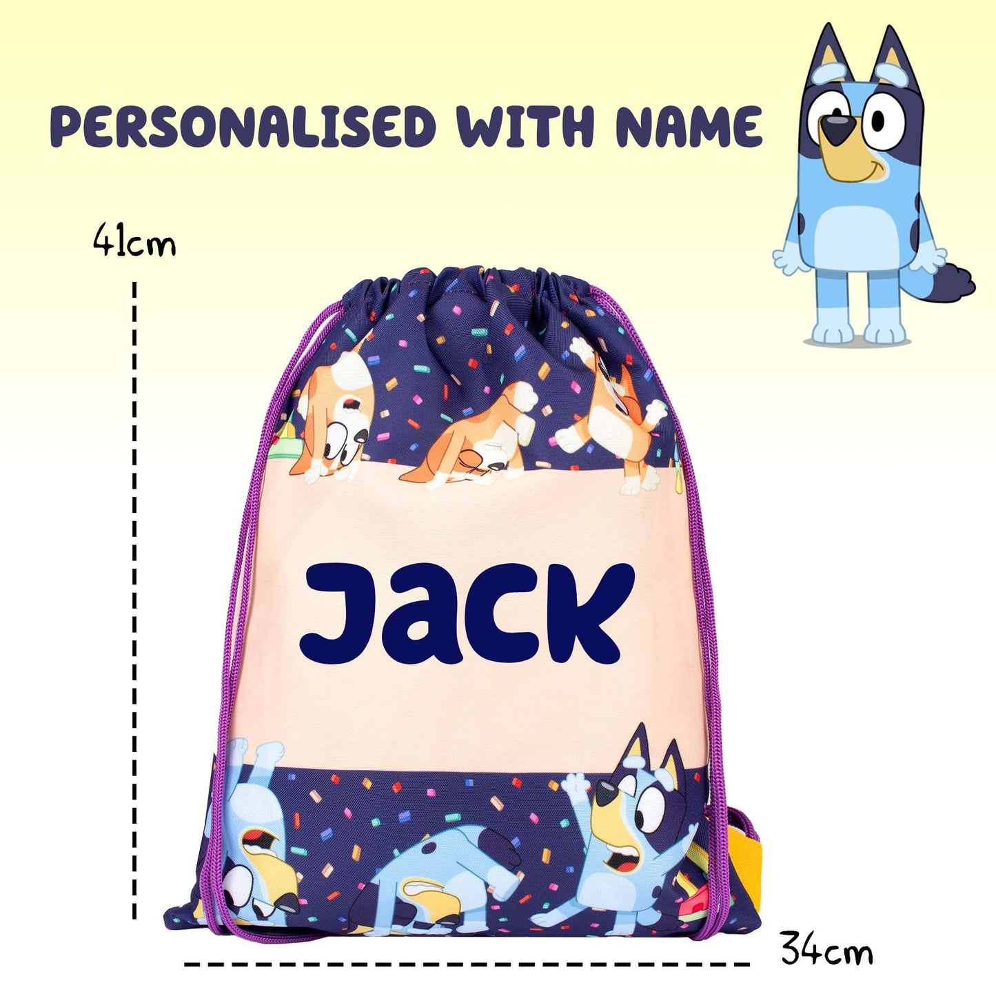 Official Bluey Personalised Drawstring Bag | Kids' PE Bag | Fringoo