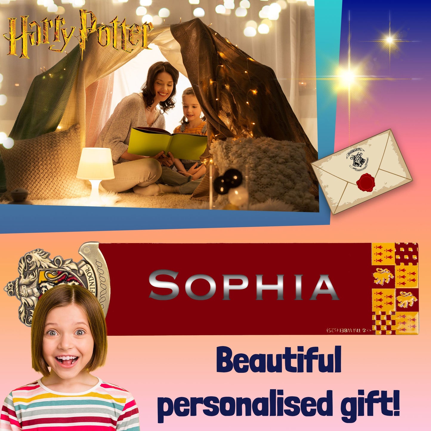 Harry Potter Personalized Crest Bookmark Burgundy