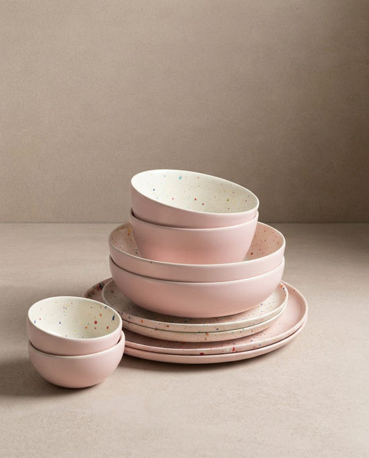 Breeze Party Duo Stoneware 10 Piece Set Pink