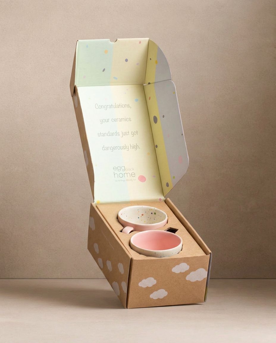 Ensemble duo de mugs en grès Breeze Party In/Out 240ml Rose – ensemble de vaisselle en grès fait main – Egg Back Home