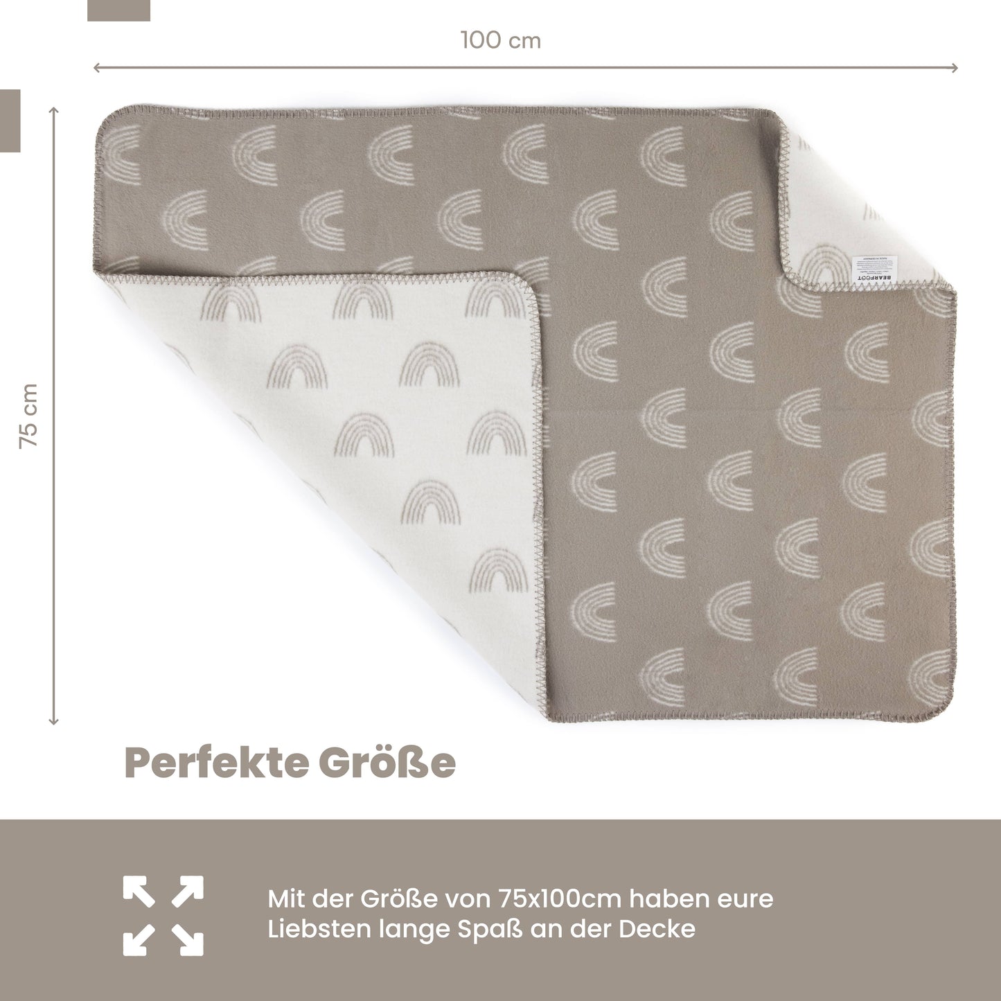 Organic Cotton Baby Blanket, Made in Germany, Rainbow - brown