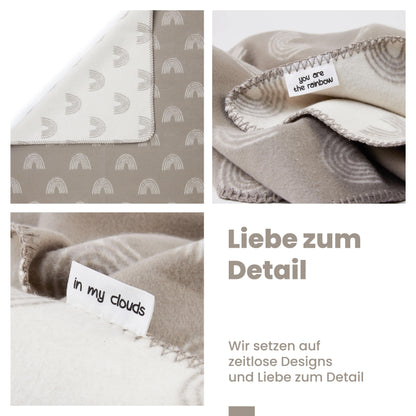 Organic Cotton Baby Blanket, Made in Germany, Rainbow - brown
